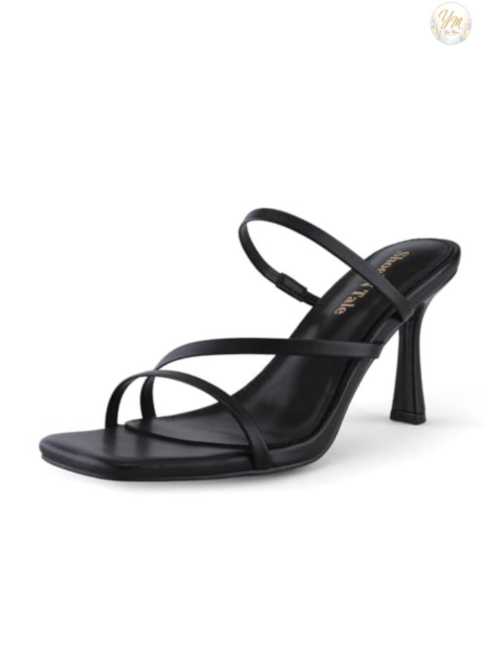Strappy Stiletto Mule Sandals Square Peep Toe Slip On Heels
